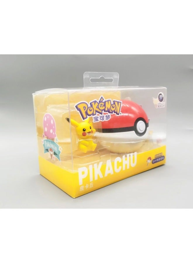 Bao Ke Meng Scene Decoration Pet Elf Shifeng أصلي Elf Ball Kabi Beast Fat Ding Pikachu Play-اللون: Baokemeng Scene Suit-Pikachu (صندوق PVC) - Image 1