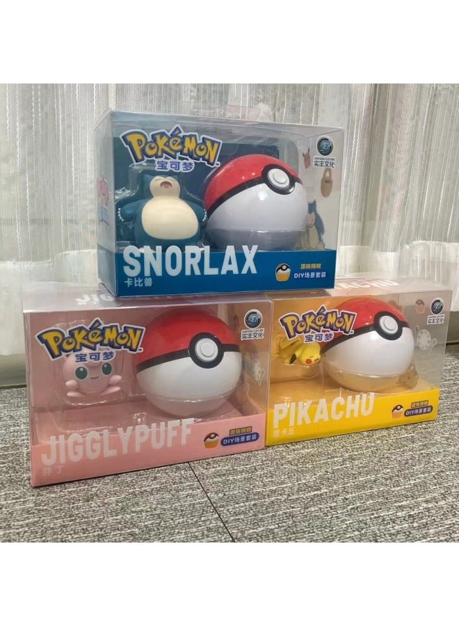 Bao Ke Meng Scene Decoration Pet Elf Shifeng أصلي Elf Ball Kabi Beast Fat Ding Pikachu Play-اللون: Baokemeng Scene Suit-Pikachu (صندوق PVC) - Image 2
