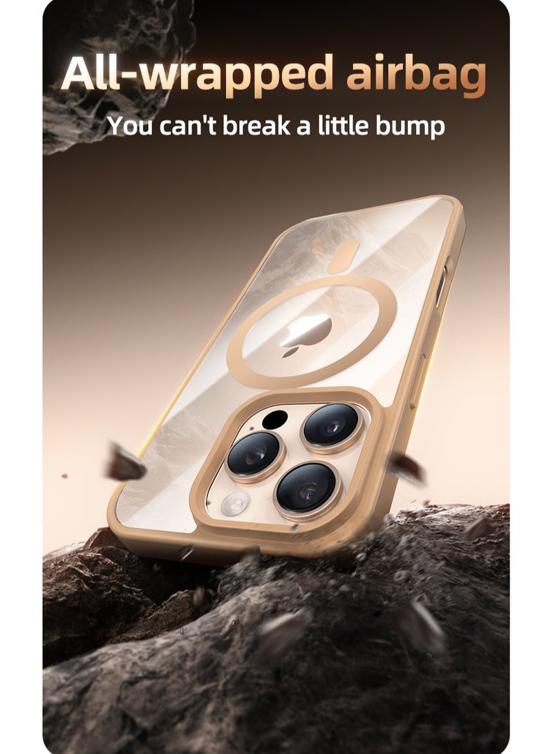 Exotic iPhone 16 Pro Max Magsafe Transparent with Goldish Brown Bumper Case - N52 Stronger Magnets - Shockproof Protection - Image 4