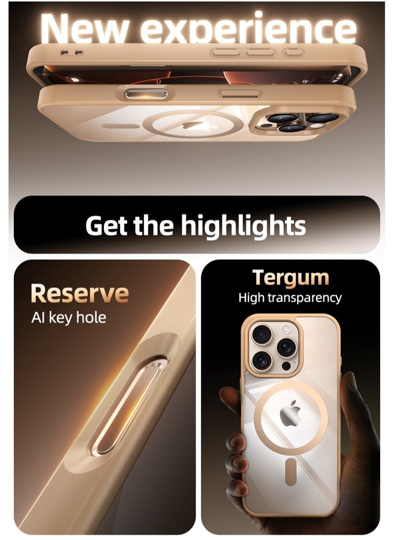 Exotic - iPhone 16 Pro Max Magsafe Transparent with Desert Brown Bumper Case - N52 Stronger Magnets - Shockproof Protection - Image 1