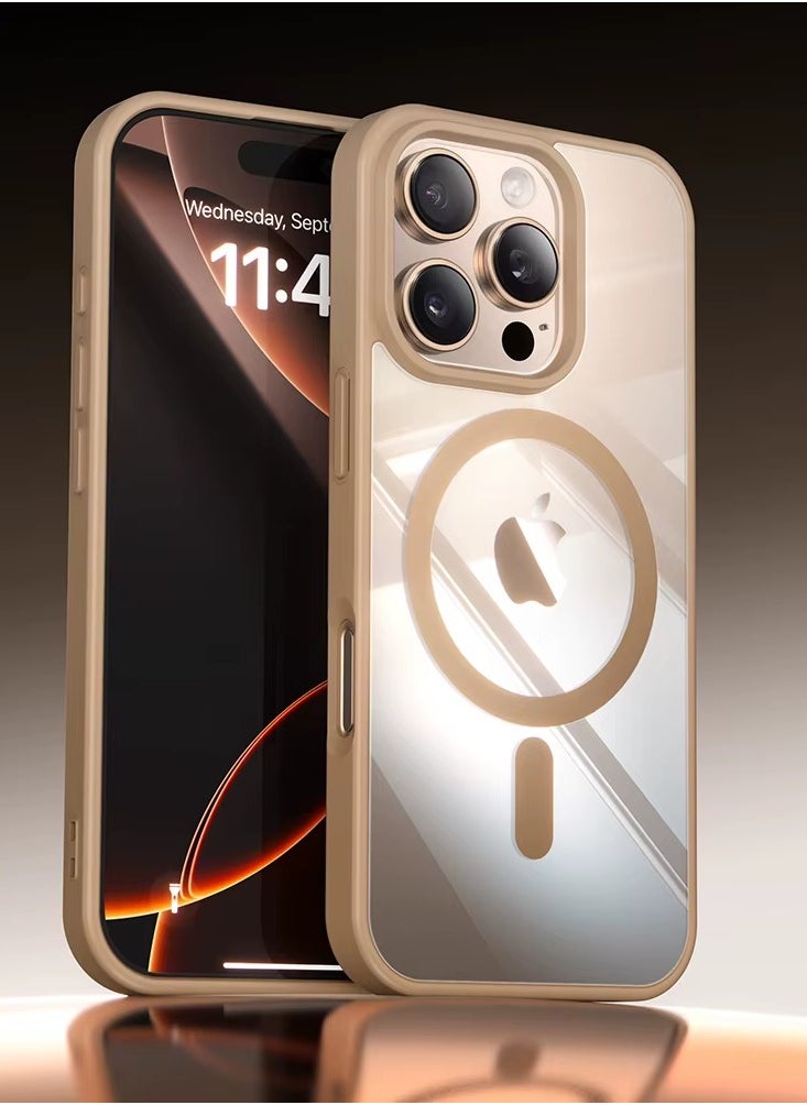 Exotic - iPhone 16 Pro Max Magsafe Transparent with Desert Brown Bumper Case - N52 Stronger Magnets - Shockproof Protection - Image 1