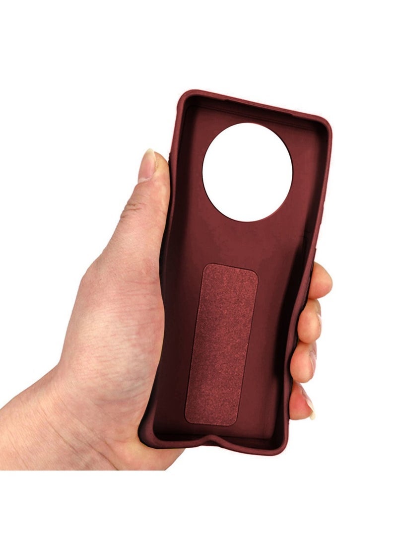 إلترازون Magnetic Hand Grip Case for Huawei Nova Y90 – Shockproof TPU Back Cover with Built-In Stand, Anti-Slip Design, Raised Edges & Finger Strap Holder – Brown - Image 4