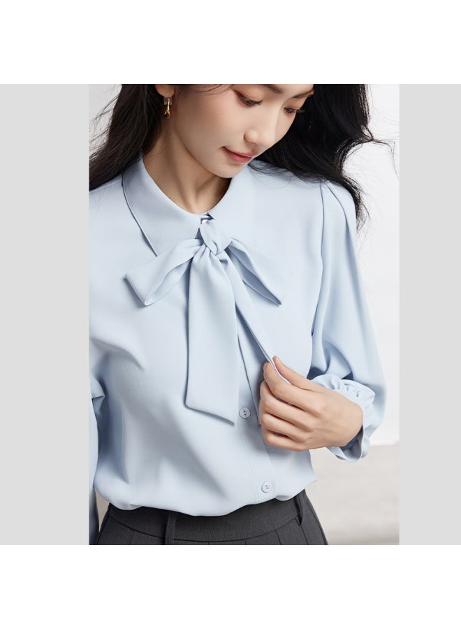 Lady Bird Miss Bird White Chiffon Shirt Women's Butterfly Bow Tie Professional Wear Formal Wear Inner Wear Interview Shirt - Image 4
