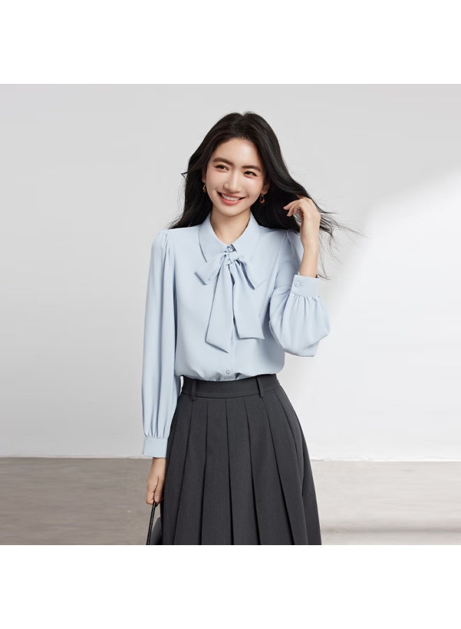 Lady Bird Miss Bird White Chiffon Shirt Women's Butterfly Bow Tie Professional Wear Formal Wear Inner Wear Interview Shirt - Image 3