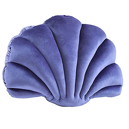 Patty Both Seashell Decorative Pillow Velvet Seashell Throw Pillow Sea Shell Shaped Throw Pillow Decorative Pillows for Bed Couch Home Office Decor Violet Small - Image 1