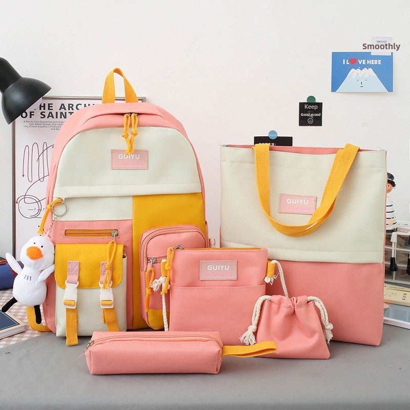 ulzzang South Korea student backpack female 2025 new junior high school students high school students high value travel pink duck 