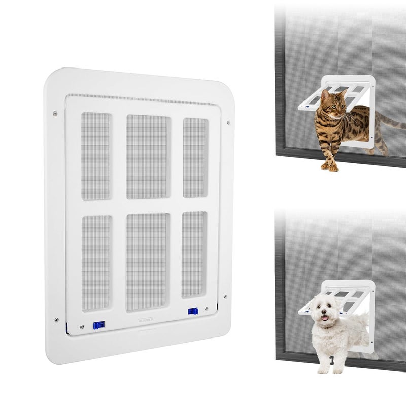 NAMSAN Cat Screen Door Flap Opening 83 x 103 inches Doggie Door for Screen Door Window Cat Door Magnetic SelfClosing Cat Door for Sliding Door Lockable White