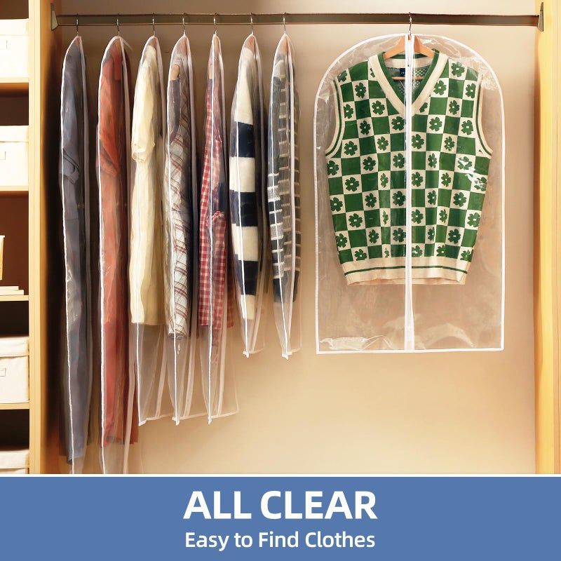 Perber 48" All Clear Garment Bags for Hanging Clothes, 12 Packs Suit Bags for Closet Storage, Plastic Waterproof Suit Cover Bags with Zipper for Coats, Jackets, Shirts (Set of 12) - Image 3