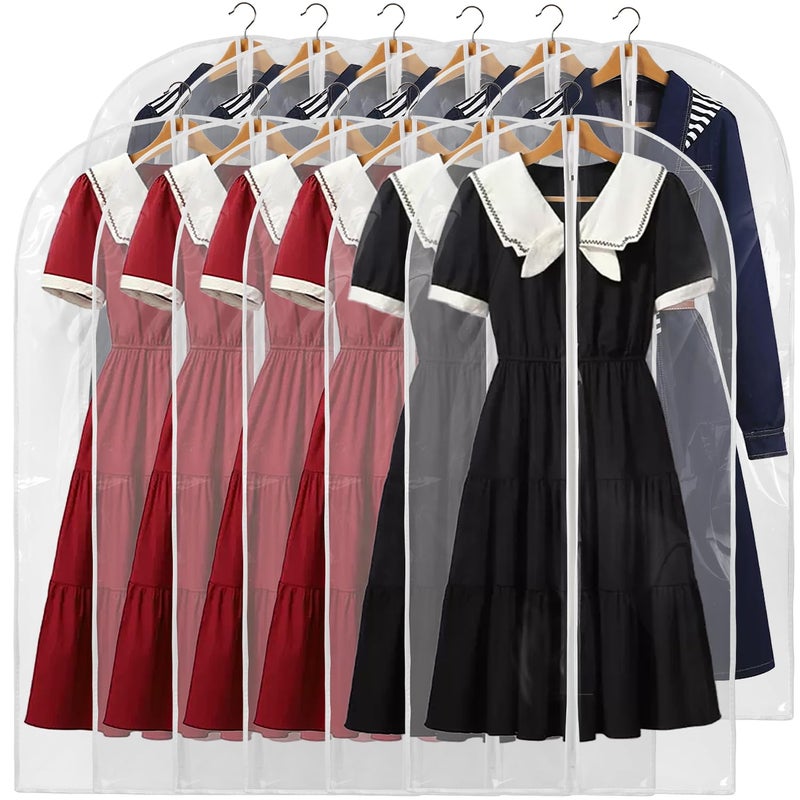 Perber 48" All Clear Garment Bags for Hanging Clothes, 12 Packs Suit Bags for Closet Storage, Plastic Waterproof Suit Cover Bags with Zipper for Coats, Jackets, Shirts (Set of 12) - Image 1