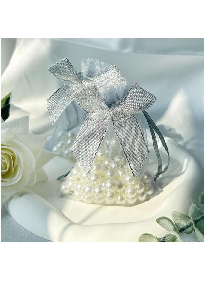 50 PCS Premium Silver Sheer Organza Bags 3.6"x2.7" Wedding Favor Bags Jewelry Gift Bags for Party Christmas Festival - Image 3