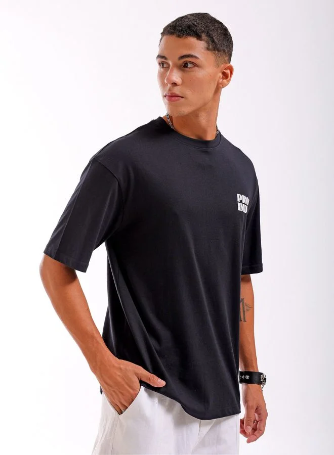The Indian Garage Co Men Boxy Oversized Graphic Back Printed Round Neck Tshirt