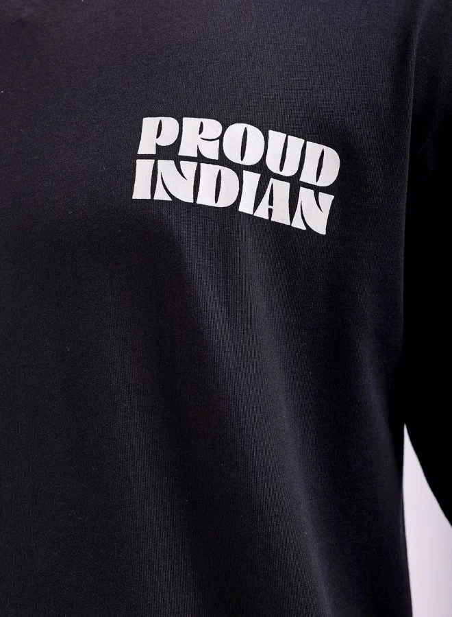 The Indian Garage Co Men Boxy Oversized Graphic Back Printed Round Neck Tshirt