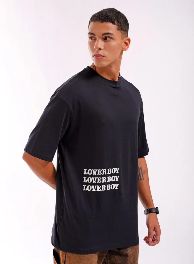 The Indian Garage Co Men Boxy Oversized Graphic Back Printed Round Neck Tshirt