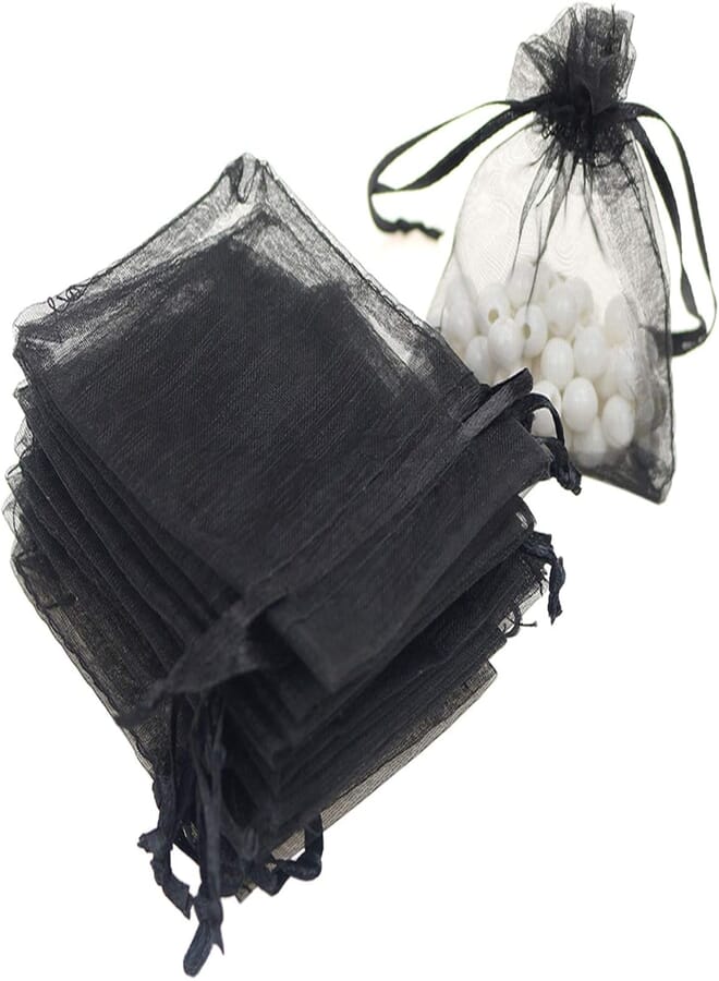 Generic XVbond 100PCS Sheer Drawstring Organza Gift Bags, 4"x6"Peach Transparent Jewelry Lipstick Pouches Baby Shower Party Wedding Favor Holidays Cookies Candy Gift Bags (Black) 
