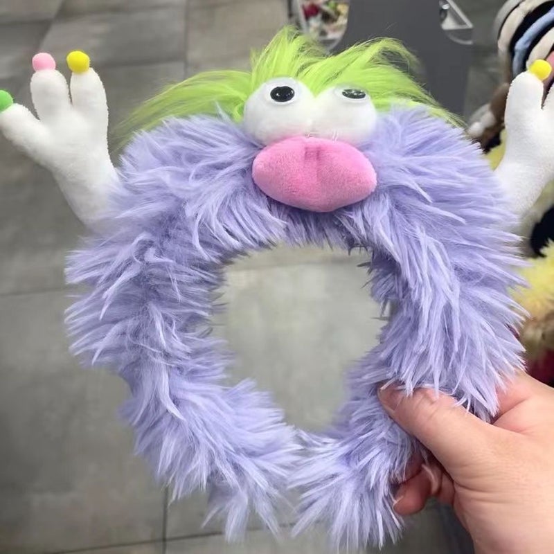 Loquat Sanfu same style ear headband ugly baby plush girl weird cute design hair accessories doll furry hairpin Light purple