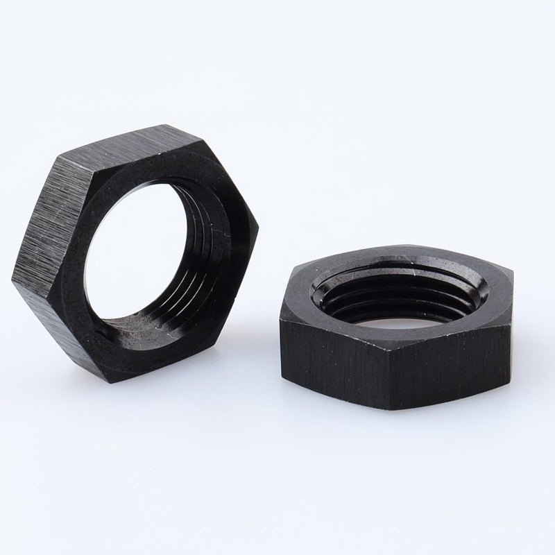 AC PERFORMANCE Aluminum -8 AN Female Thread Hex Bulkhead Locking Nut for AN8 Bulkhead Fitting Adapter, Black Anodized, Pack of 2 - Image 1