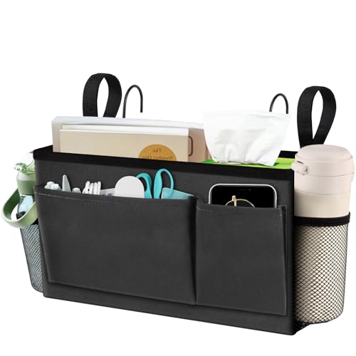 BlissTotes Bedside Caddy, Bedside Storage Organizer for Bunk Bed Accessories, Dorm Storage for Bedside Shelf and Bunk Bed Shelf, Bed Caddy for Home, Dorm, Bunk (Dark Gray, 1 Pack) - Image 1