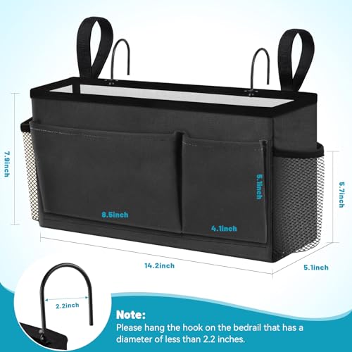 BlissTotes Bedside Caddy, Bedside Storage Organizer for Bunk Bed Accessories, Dorm Storage for Bedside Shelf and Bunk Bed Shelf, Bed Caddy for Home, Dorm, Bunk (Dark Gray, 1 Pack) - Image 5