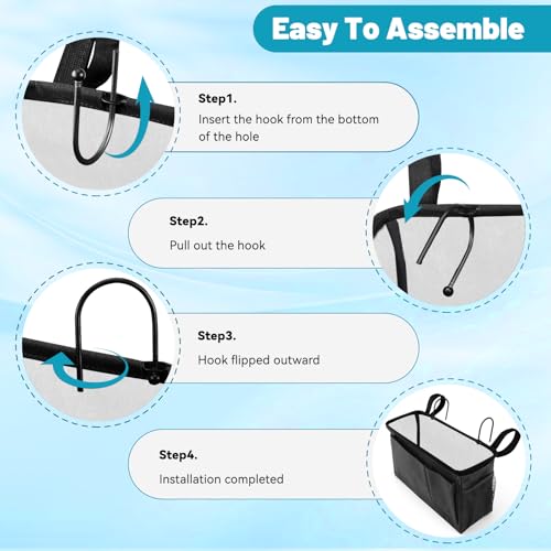 BlissTotes Bedside Caddy, Bedside Storage Organizer for Bunk Bed Accessories, Dorm Storage for Bedside Shelf and Bunk Bed Shelf, Bed Caddy for Home, Dorm, Bunk (Dark Gray, 1 Pack) - Image 2