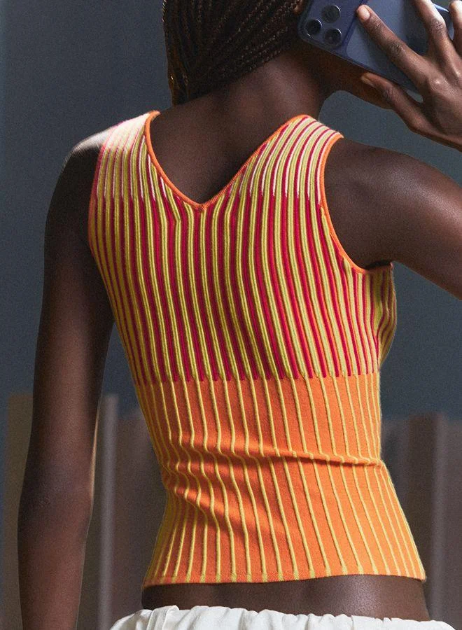 Desigual Yellow Sleeveless knit t-shirt for Women | Best Price UAE