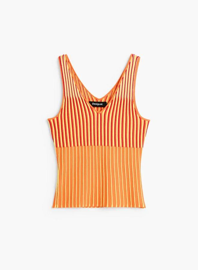 Desigual Yellow Sleeveless knit t-shirt for Women | Best Price UAE