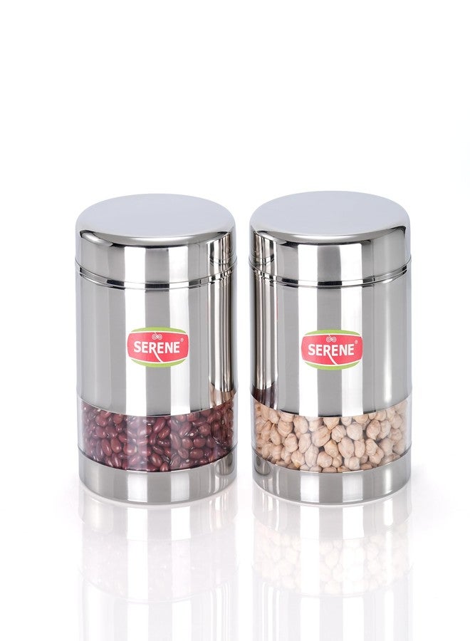 Serene Stainless Steel Transparent Container Jar 1222-2 PC - Image 1