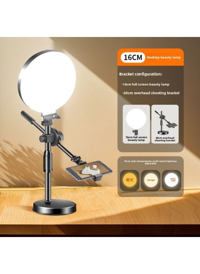 General - Full-screen Full-screen Live Light Filling Light Net Red Anchor Beauty Special Light Overhead Frame Desktop Indoor Light-Specification:Full-screen Beauty Lamp + 60cm Desktop Overhead Shooting Bracket - Image 1