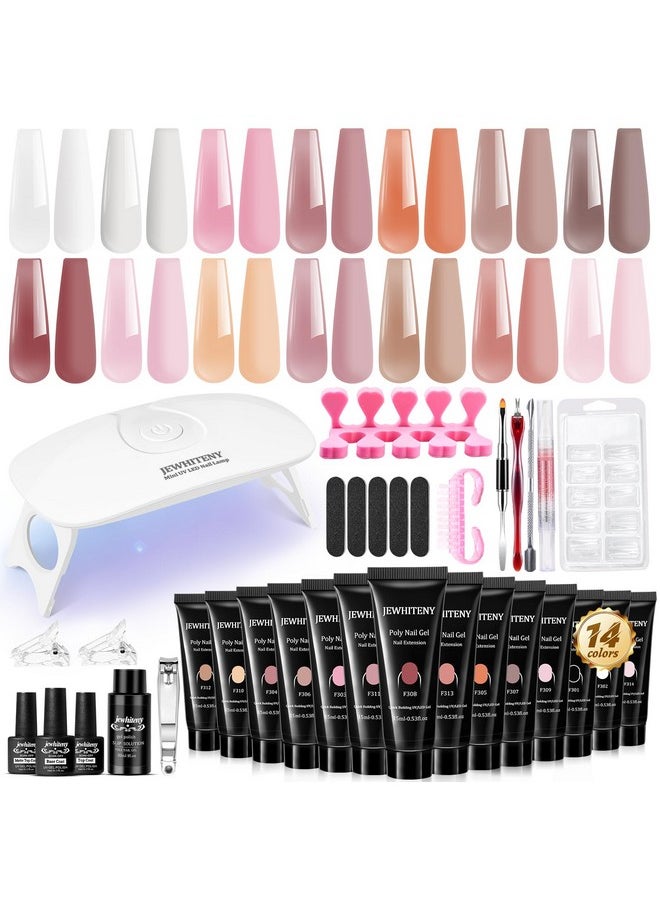 JEWHITENY - JEWHITENY Poly Extension Gel Nail Kit 14 PCS Poly Gel With Mini Nail Lamp Poly Nail Gel Kit with Slip Solution Basic Poly Gel Nail Art Tools Nail Art Design Beginner Kit - Image 1