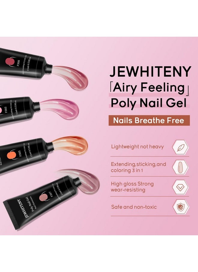 JEWHITENY - JEWHITENY Poly Extension Gel Nail Kit 14 PCS Poly Gel With Mini Nail Lamp Poly Nail Gel Kit with Slip Solution Basic Poly Gel Nail Art Tools Nail Art Design Beginner Kit - Image 1