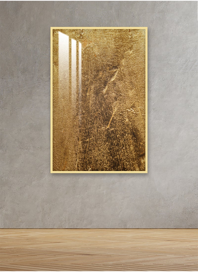 ماركتنا لوحة جدارية120×80سم مع برواز ذهبي وطبقة اكريلك شفاف بتصميم تجريدي  - Image 1