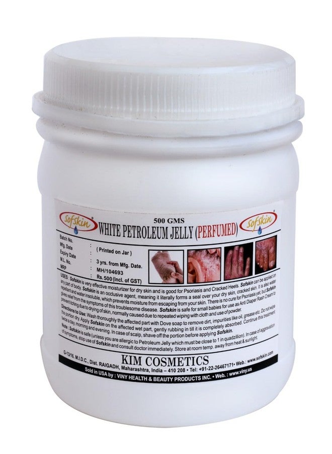 Sofskin - White Petroleum Jelly, PERFUMED, 500 Gms. 99.9% Pure & Safe, No skin allergy, for - Psoriasis, cracked heels, face & chapped lips, Diaper Rash, Dry Skin, - Exp. 3 yrs Made in India. Export Surplus (See Our Video). (NOTE: Due to Iran-US war, price and availability may vary.) - Image 2