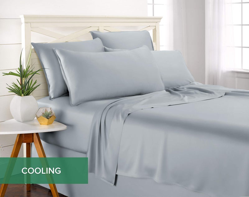 Pure Bamboo Short Queen Sheets by Pure Bamboo for RV Camper (60""x75"") - Genuine 100% Organic Viscose Derived from Bamboo Bed Sheet Set  Soft & Cooling  Lifetime Quality Promise (Short Queen  Sterling Blue)  - Image 5