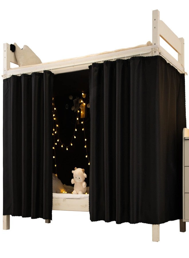 Teanea 2 Panels Blackout Bunk Bed Curtains Tent Privacy Cloth for Twin Men Women Home Dorm Use, Super Blackout Black - Image 1