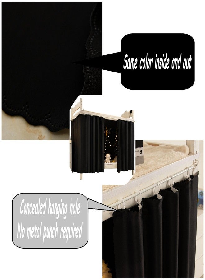 Teanea 2 Panels Blackout Bunk Bed Curtains Tent Privacy Cloth for Twin Men Women Home Dorm Use, Super Blackout Black - Image 3