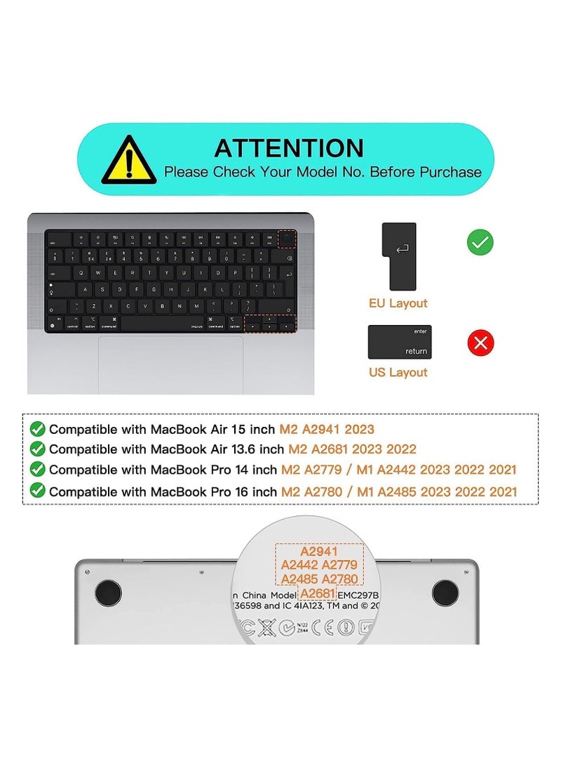 AMM EU/UK Layout Russian/English Silicone Keyboard Cover Compatible with MacBook New Air 13.6" & 15.3" M4/M3/M2 Model:-A3113/A2681/A2941/A3114 Release 2024/2023/2022"& MacBook Pro 14.2" & 16.2" M4/M3/M2/M1 Model:- A3112/A3185/A3401/A2992/A2918/A2779/A2442/ A3403/A3186/A2991/A2780/A2485 Release 2024-2021" Purple - Image 2