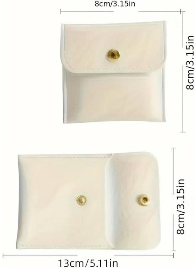 Snap Closure Storage 6pcs Faux Leather Jewelry Pouches, Assorted Colors Snap Bags for Rings, Pendants, Necklaces - Perfect Storage Solution - Image 3