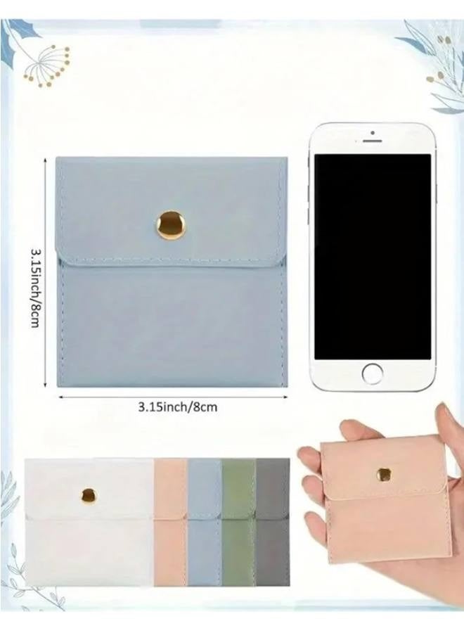 Snap Closure Storage 6pcs Faux Leather Jewelry Pouches, Assorted Colors Snap Bags for Rings, Pendants, Necklaces - Perfect Storage Solution - Image 2