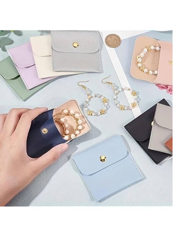 Snap Closure Storage 6pcs Faux Leather Jewelry Pouches, Assorted Colors Snap Bags for Rings, Pendants, Necklaces - Perfect Storage Solution - Image 4