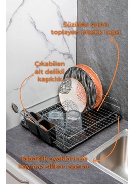MAİN SHOP Modern Dish Rack Plate Rack Stainless Metal Dish Basket Countertop Drying Rack  - Image 1
