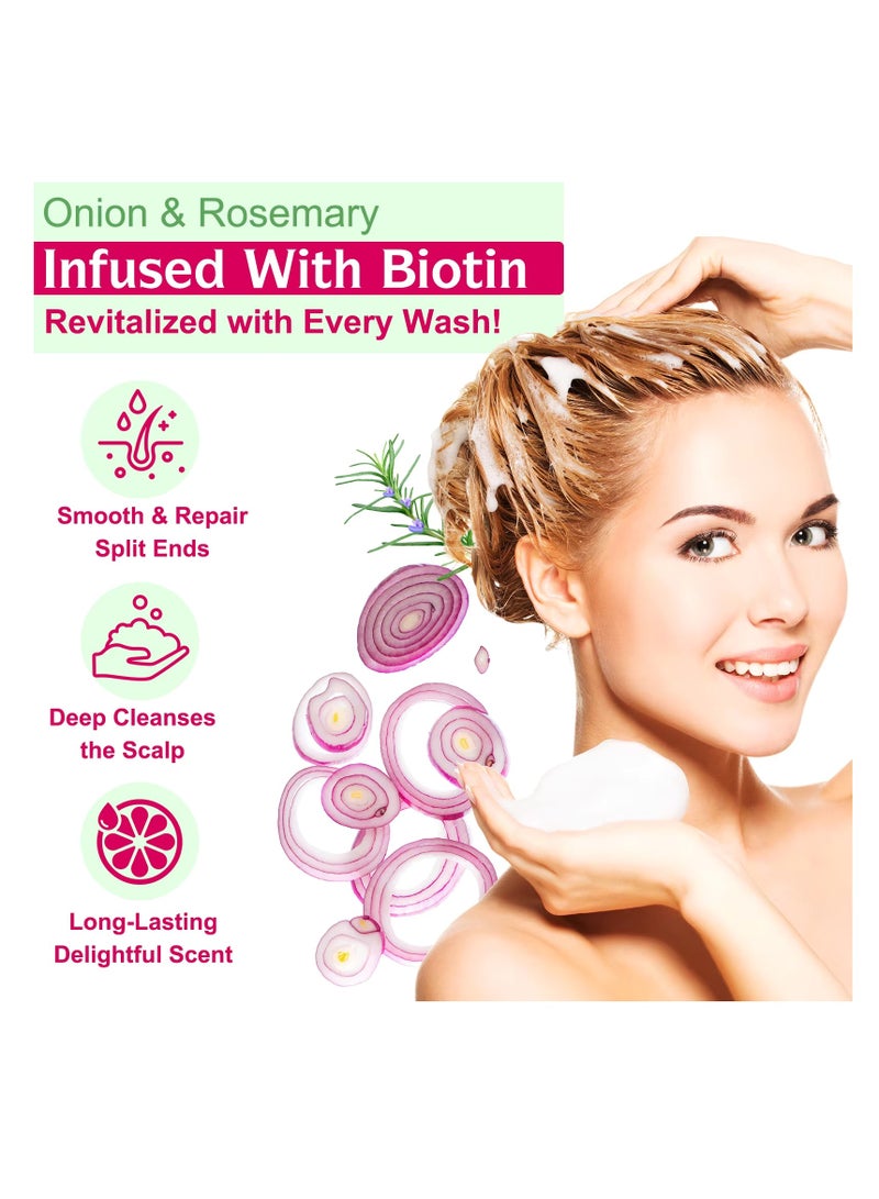 IKZEE 250ml Onion Rosemary Hair Shampoo with Biotin for Hair Growth Repairs Dry Damaged Hair Activates Hair Follicles Scalp Treatment Onion and Rosemary Hair Shampoo for Hair Regrowth - Image 4