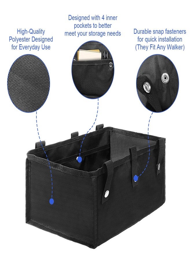 BOHEMIABY Under Seat Rollator Bags, Four Wheel Drive Walker Basket, Reusable Walker Bags for Rolling Walker, Rollator Basket Accessory for Women Men Seniors, Storage Ipad, Books, and Fssentials - Image 3