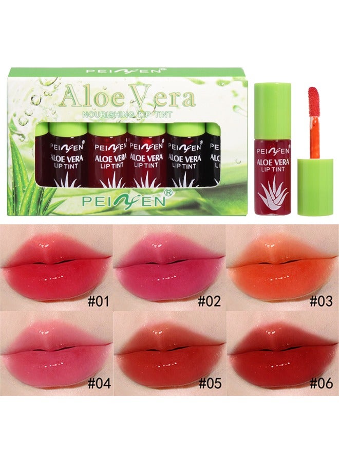 PeiYen Aloe Vera Nourishing Lip Tint- Moisturizing Lip Gloss with Natural Aloe Vera Essence, Liquid Lipstick Kit Set of 6 with Long Lasting Hydrating and lightweight Lip Colour - Image 1