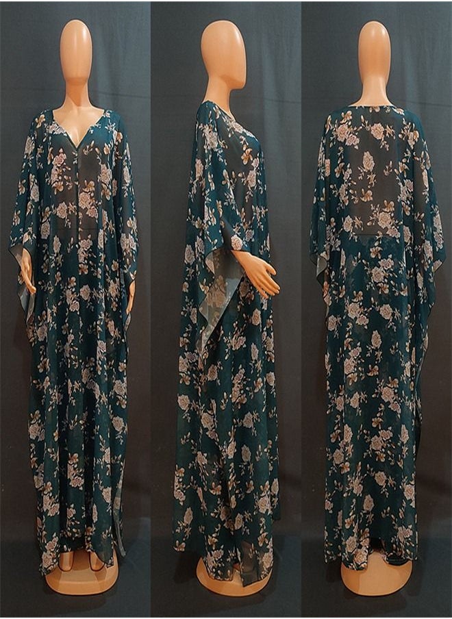 Loquat - Women's Printed Chiffon Loose Dress Two-Piece Set - Image 1