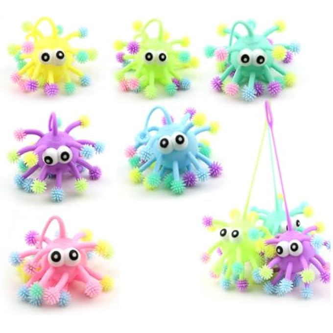 ELECDON 6Pcs LED Light Up Bouncy Balls - Neon Spiky Sensory Toys for Kids, Perfect for Party Favors, Goodie Bags & Stocking Stuffers - Image 4