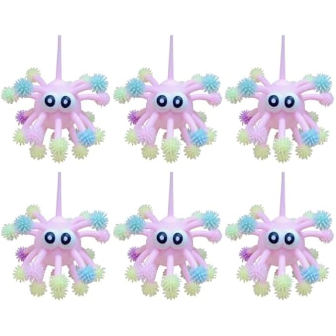 ELECDON 6Pcs LED Light Up Bouncy Balls - Neon Spiky Sensory Toys for Kids, Perfect for Party Favors, Goodie Bags & Stocking Stuffers - Image 1