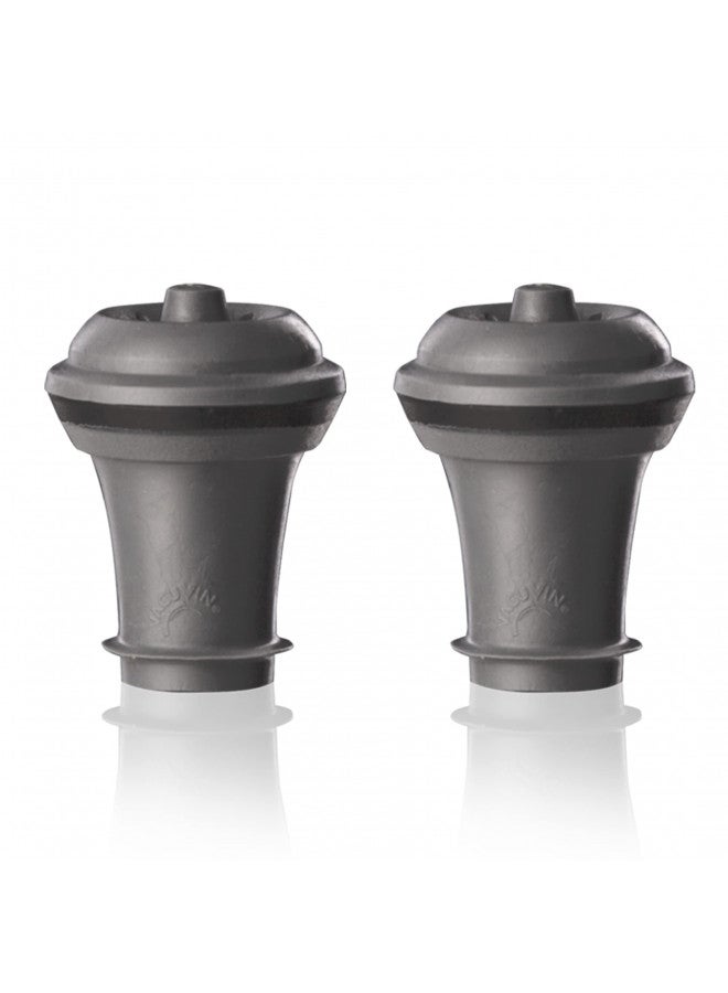 Vacu Vin سدادات فراغ لحفظ النبيذ من فاكيو فين - مجموعة من 2 - رمادي - لزجاجات النبيذ - حافظ على نضارة النبيذ لمدة تصل إلى أسبوع مع ختم محكم - متوافقة مع مضخة حفظ النبيذ من فاكيو فين - Image 1