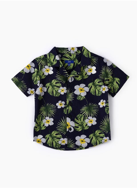 Boys Woven Cotton Hawaiian Floral Shirt