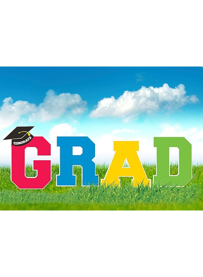 Amscan Graduation Multicolor Yard Stakes 4Pcs