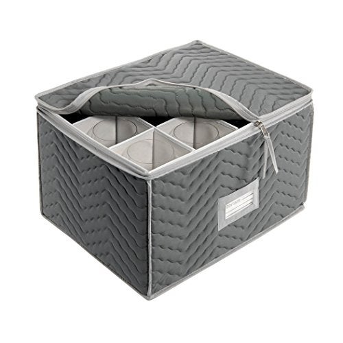 Richards Homewares Richards Homewares Micro Fiber Deluxe Twelve Section Stemware Chest-Grey (7093)  - Image 1