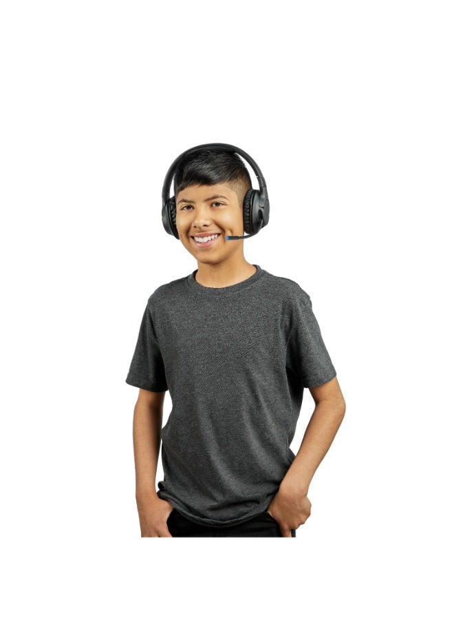 بيلكين سماعة رأس بلوتوث SoundForm Inspire Kids فوق الأذن آمنة 85 ديسيبل، وقت تشغيل 35 ساعة، شحن سريع USB-C، استخدام سلكي/لاسلكي، للموسيقى والفصول عبر الإنترنت، تعمل مع Apple وSamsung وHP أسود - Image 2